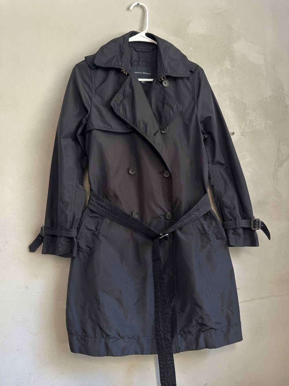 Banana Republic Black Trench Coat Double-Breasted Belted Jacket Size S